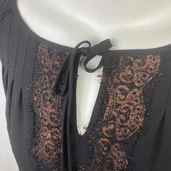 BNWT Piper Size 8 Women's Top Blouse Black Gold Lace Long Sleeve - Picture 9 of 11
